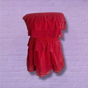 Red Strapless Layered top